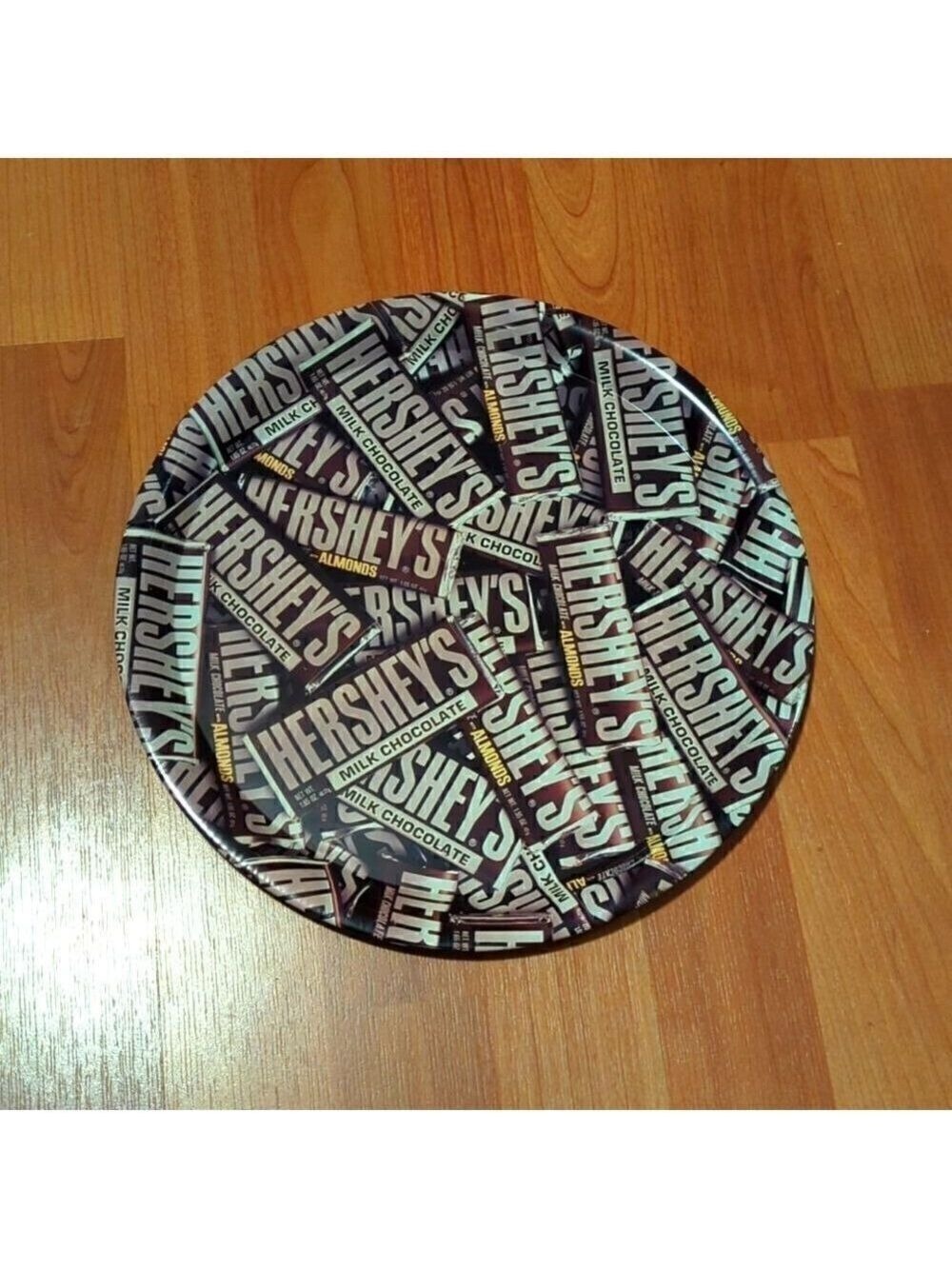Hershey Milk Chocolate Bar Almonds Tin Plate 11 Inch Vintage Halloween Candy